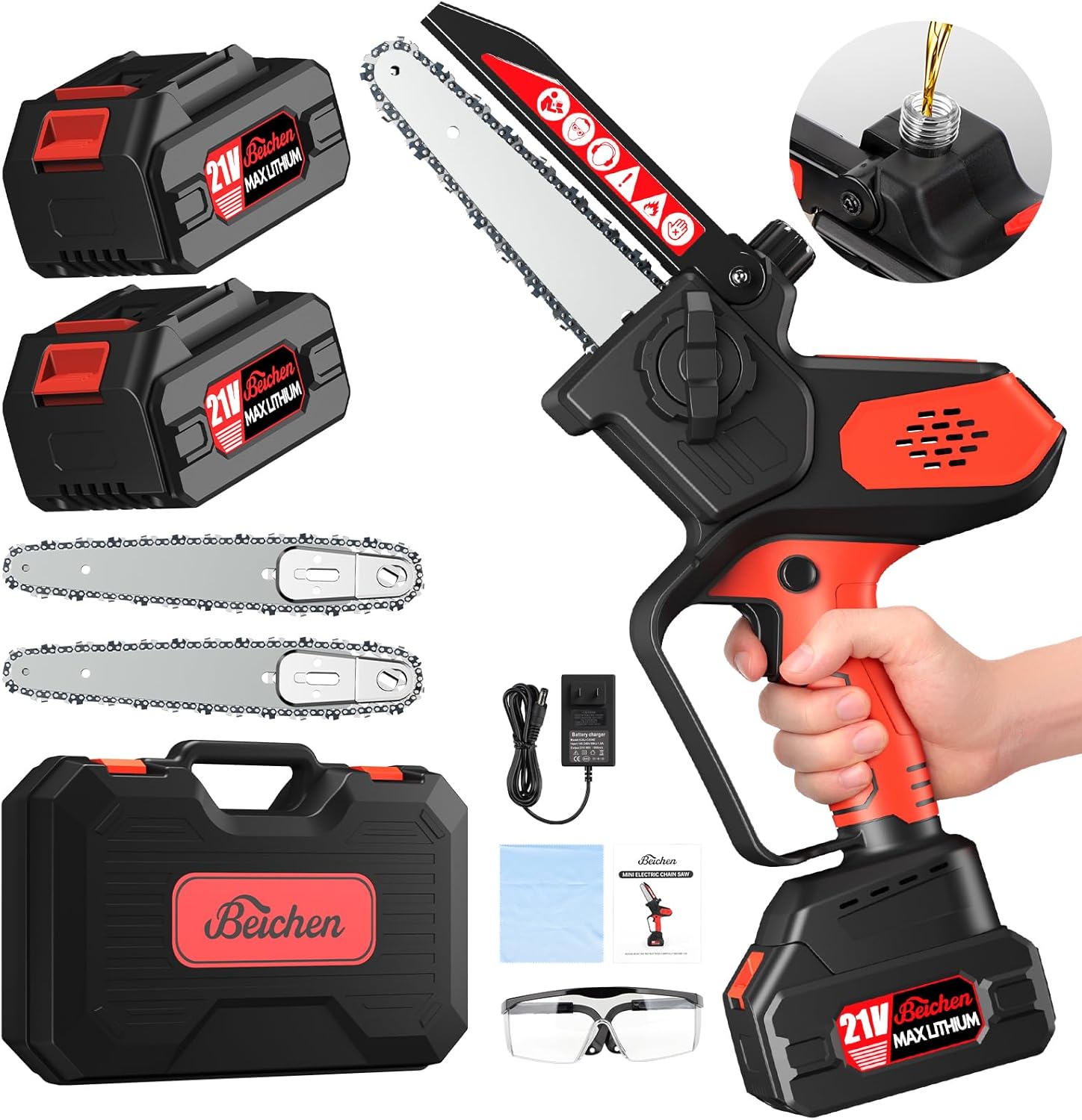 Mini Chainsaw, 6-Inch Electric Chainsaw Cordless, 2024 Upgraded Portable Handheld Small Chain saw for Wood Cutting, Tree Trimming, Courtyard, Household, and Garden