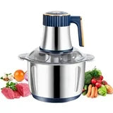Anoak Food Processor with 12 Cup/5L Stainless Steel, 5 Speed Mode Electric Food Chopper with 3 Sets Blades 500W Powerful Electric Meat Grinder Chopper for Family & Baby Use (Blue)