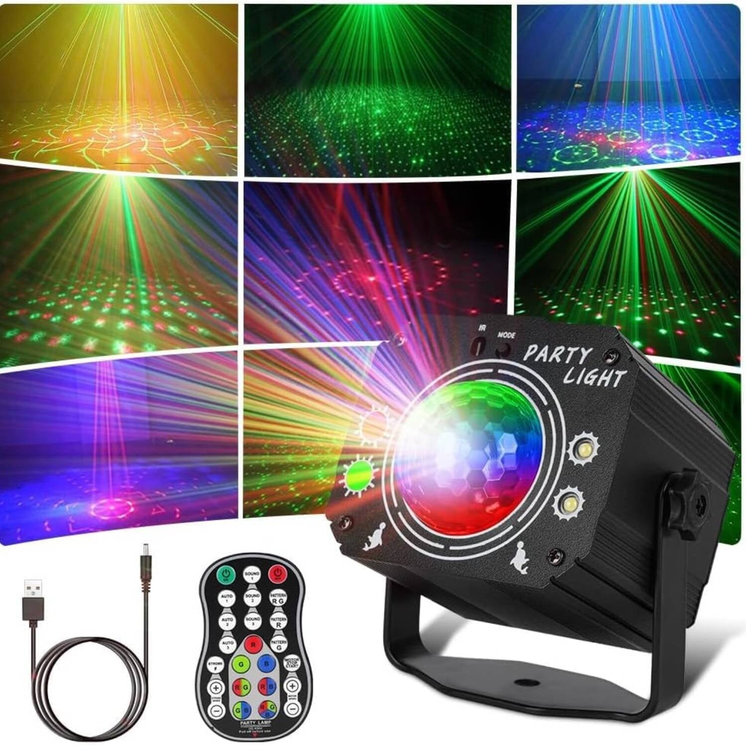 ACMETOP Disco Lights Party Lights, 3 in 1 LED Lighting Effects Strobe Stage Lights, Sound Activated Stage Lights with Remote Control, USB Disco Ball Lights for DJ Show Concert Party Christmas