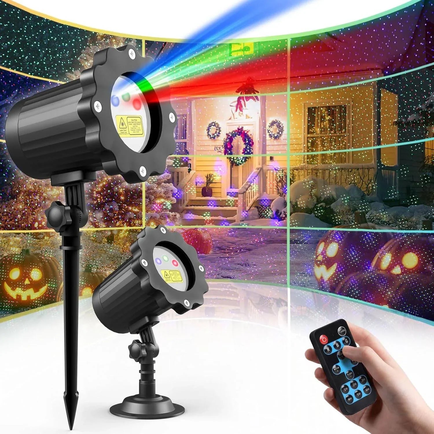 ACMETOP Laser Christmas Projector Lights Outdoor, 3 Color RGB Christmas Decoration with Remote Control, IP65 Waterproof Firefly Lights Holiday Projector for Home Decor, Garden, Party