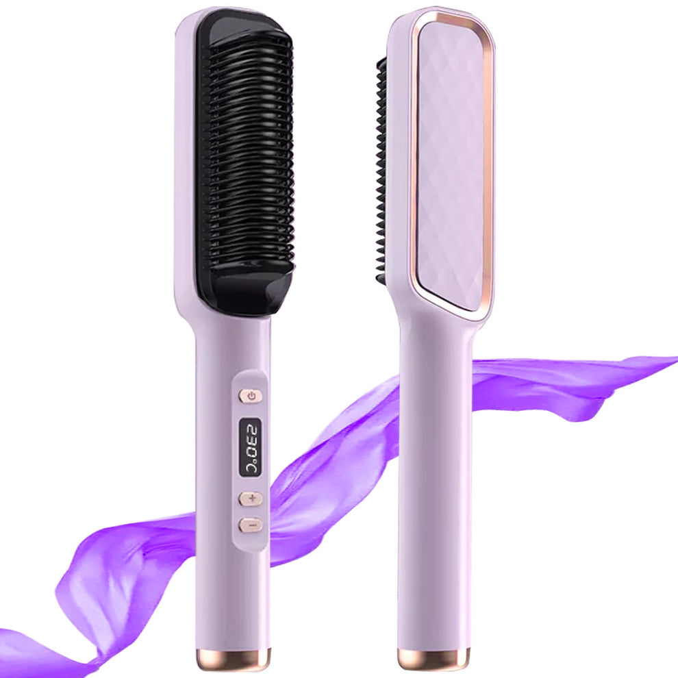 Morfone Hair Straightener Brush, Hair Straightening Iron with Built-in Comb, 10s Fast Heating & Multi Temp Settings & Anti-Scald, Perfect for Professional Salon at Home