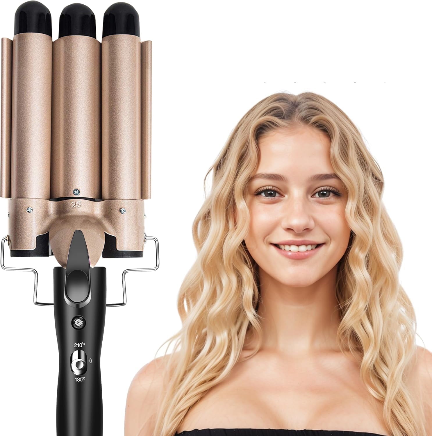 Morfone 3 Jumbo Barrel Curling Iron Wand 22mm Hair Waver Temperature Adjustable Ceramic Big Waves Hair Crimper
