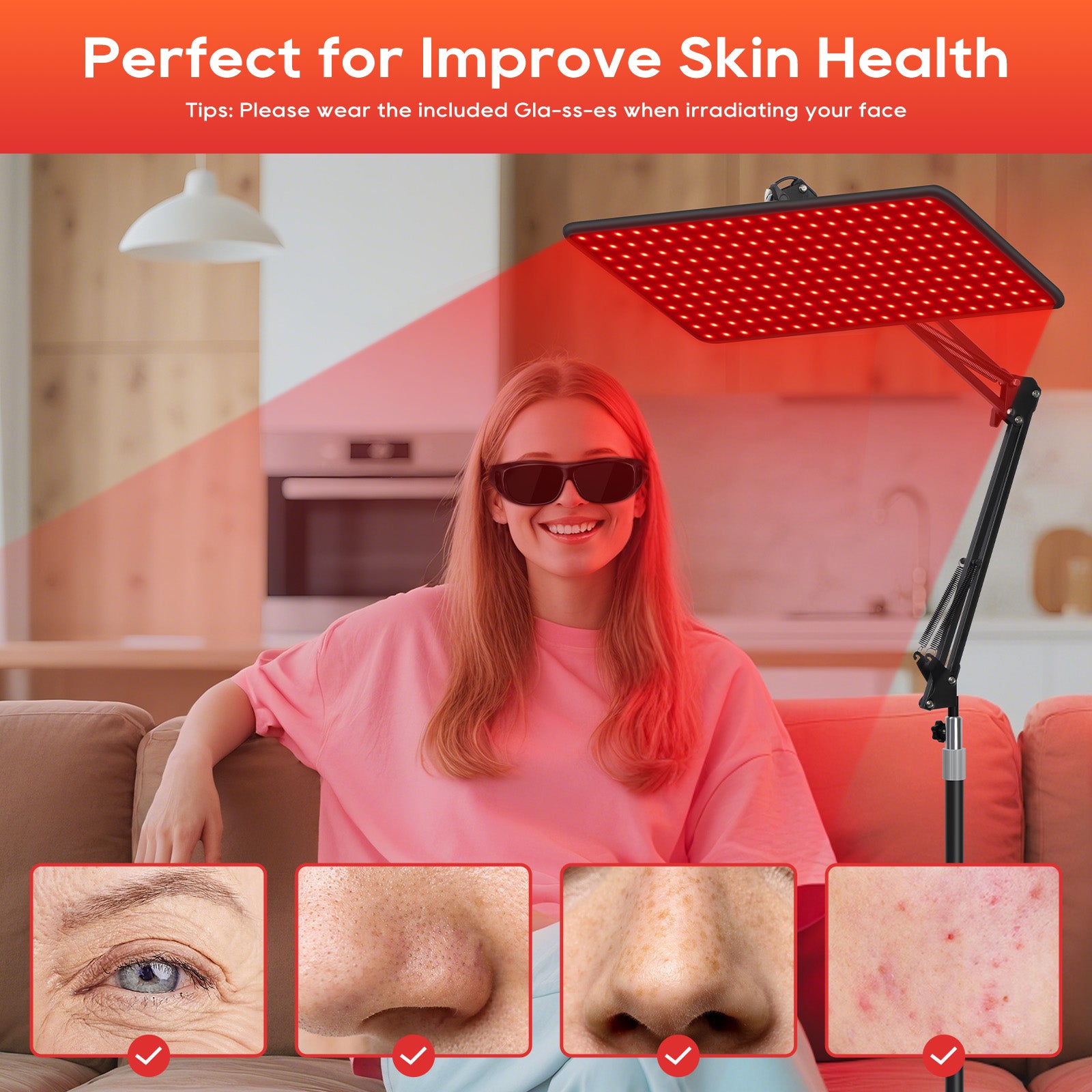Infrared red light therapy equipment suitable for the body and face, suitable for home use, is the ideal gift choice.