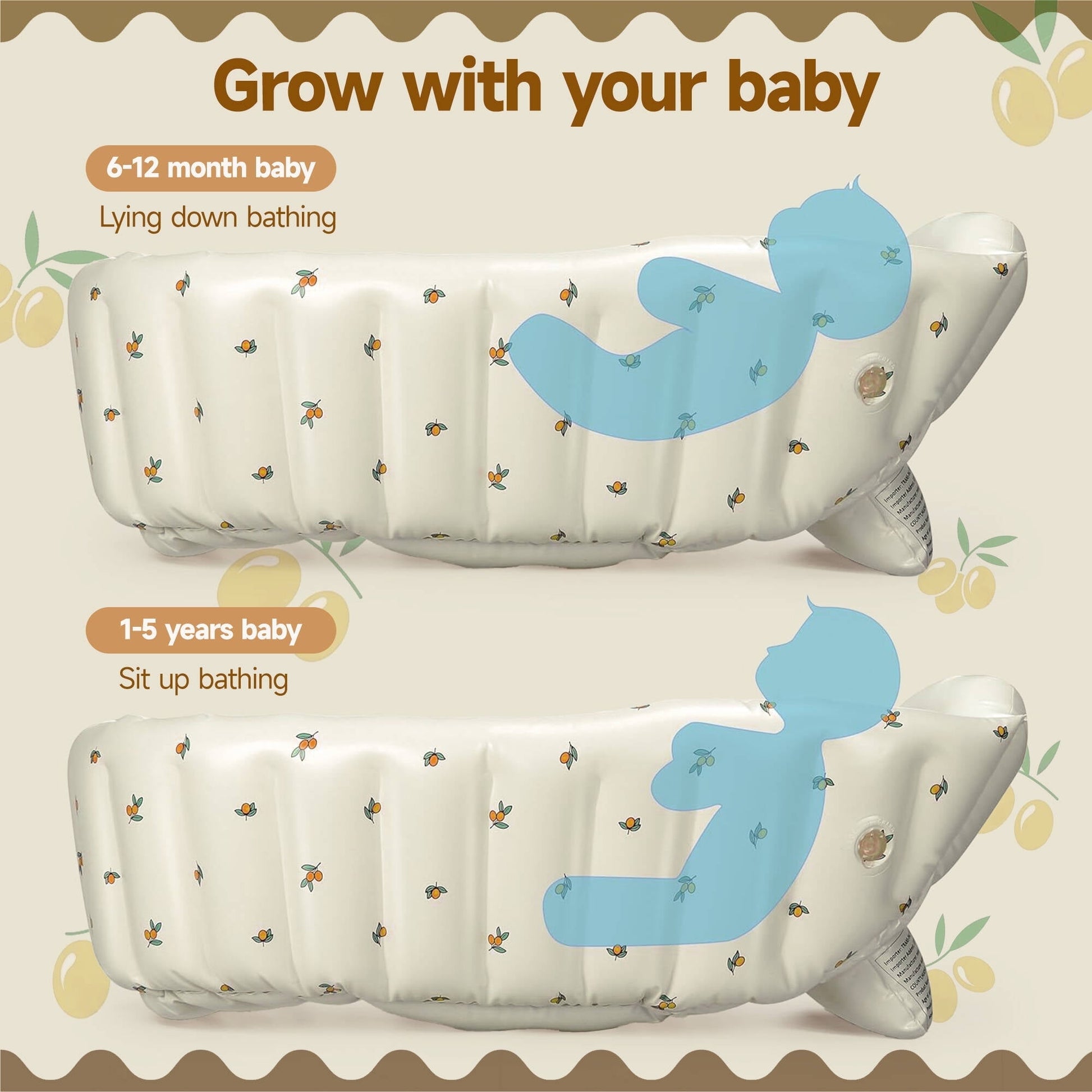 Morfone Inflatable Baby Bathtub for Newborn to Toddler, Portable Baby Tub with Air Pump, Collapsible Shower Basin for Easy Storage
