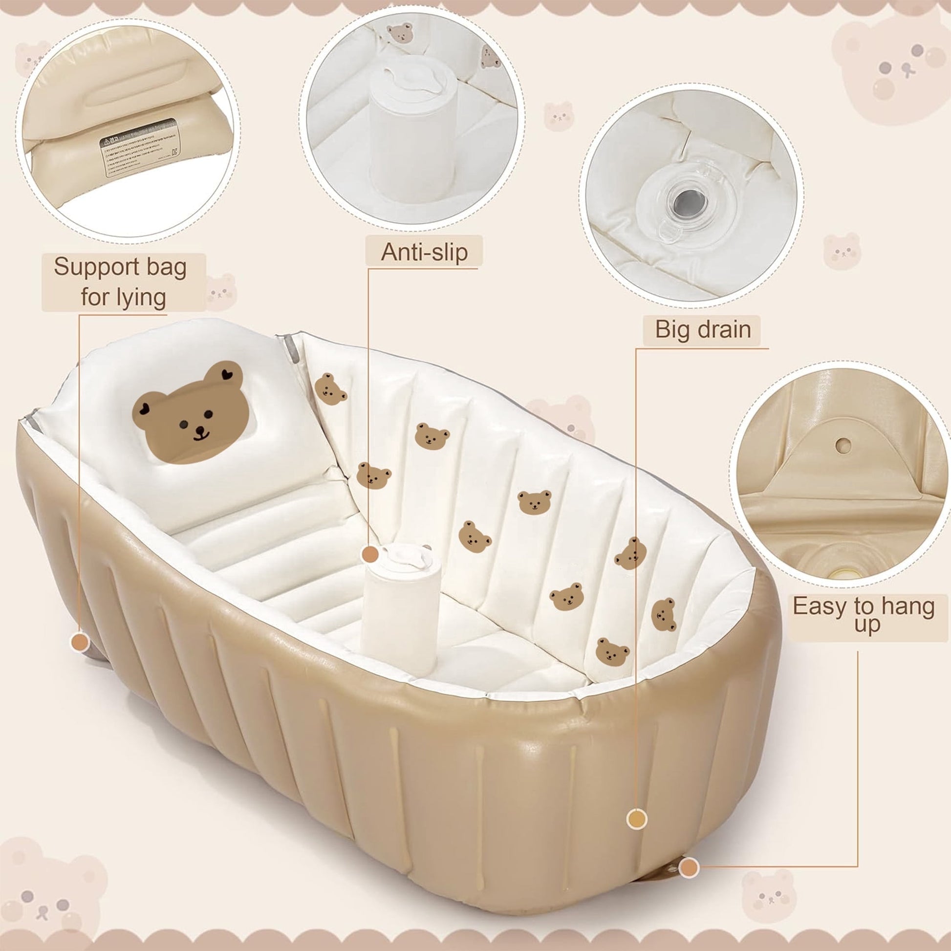 Morfone Inflatable Baby Bathtub for Newborn to Toddler, Portable Baby Tub with Air Pump, Collapsible Shower Basin for Easy Storage