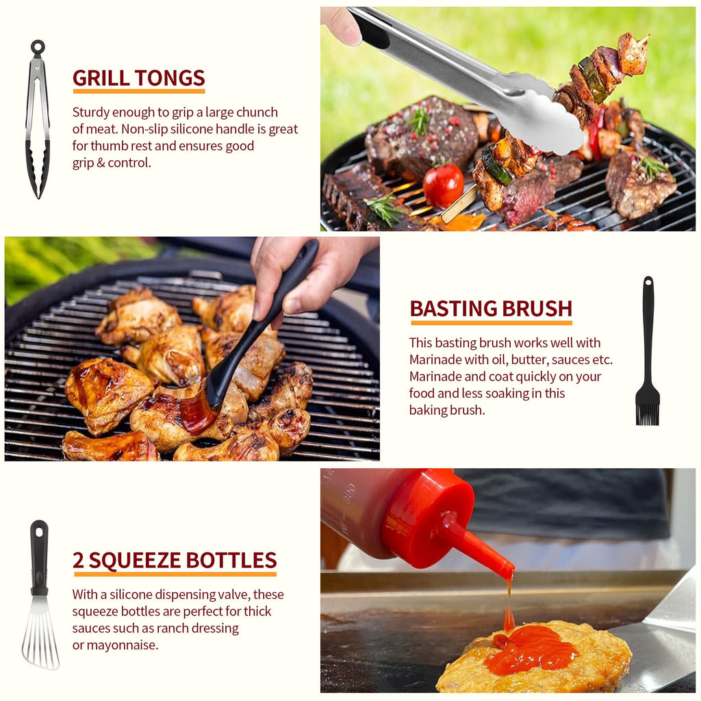 ACMETOP 137PCS Griddle Accessories Kit, Stainless Steel Grill Tools Set for Blackstone and Camp Chef, Professional Flat Top Grill Spatula Set for Men Women Outdoor BBQ and Camping