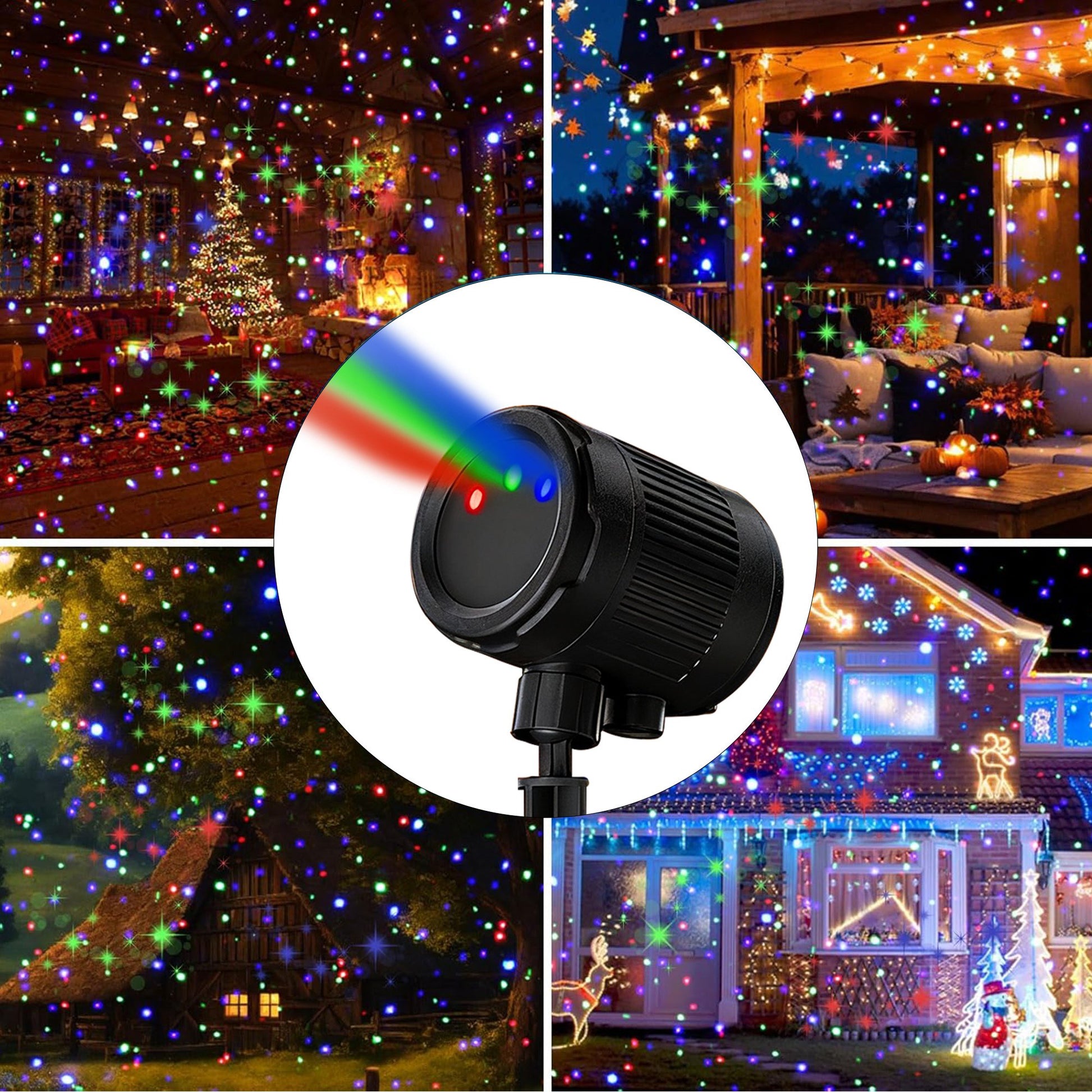 Laser Christmas Projector Lights Outdoor, 2 Colors Red Green Holiday Projector Landscape Spotlight Decorations for House/Garden/Party