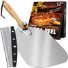 Morfone Pizza Peel Aluminum Pizza Spatula, Metal Pizza Paddle(14"x 16") with Rocker Cutter Foldable Wood Handle, [Storage bag included], for Family Pizza Oven Baking Pizza, Dough, Bread & Pastry