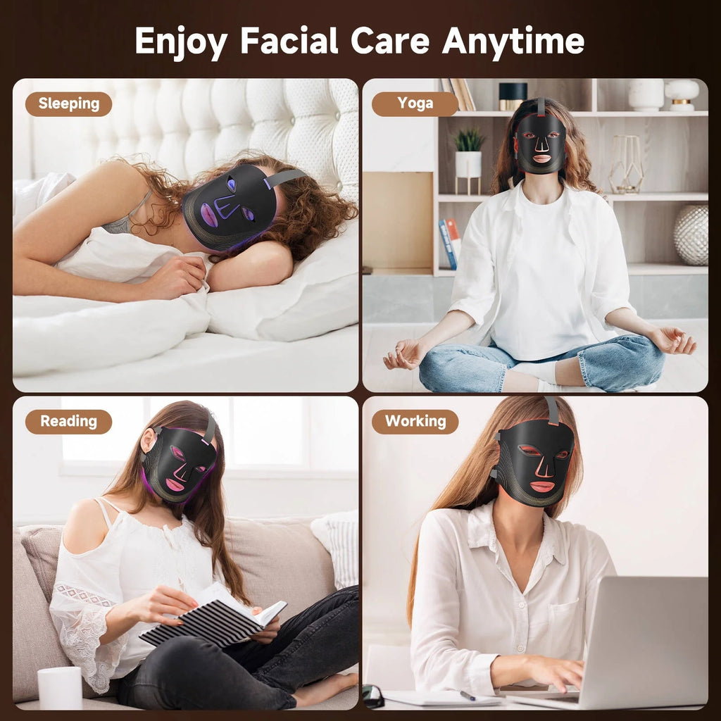 Morfone 4-mode LED facial red light therapy lamp. Portable care set with remote control, suitable for home and travel skin therapy.