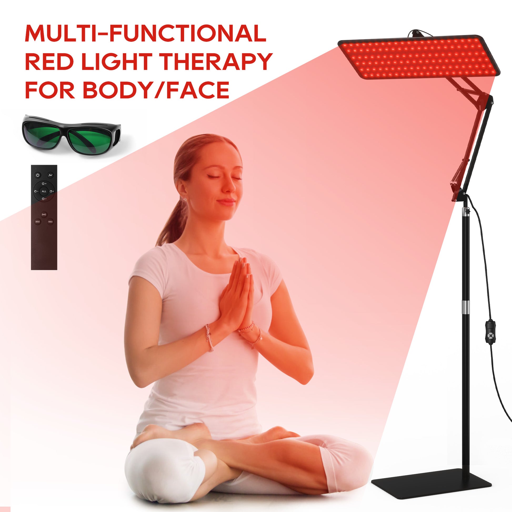 Morfone 120 and 200 models feature infrared light therapy lamps with wavelengths of 660nm, 850nm, and 940nm.Red light with wireless remote control.