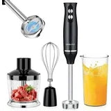 Anoak Immersion Blender, 4-In-1 Stainless Steel Handheld Blender Stick Mixer with Egg Whisk, Beaker & Chopper Bowl