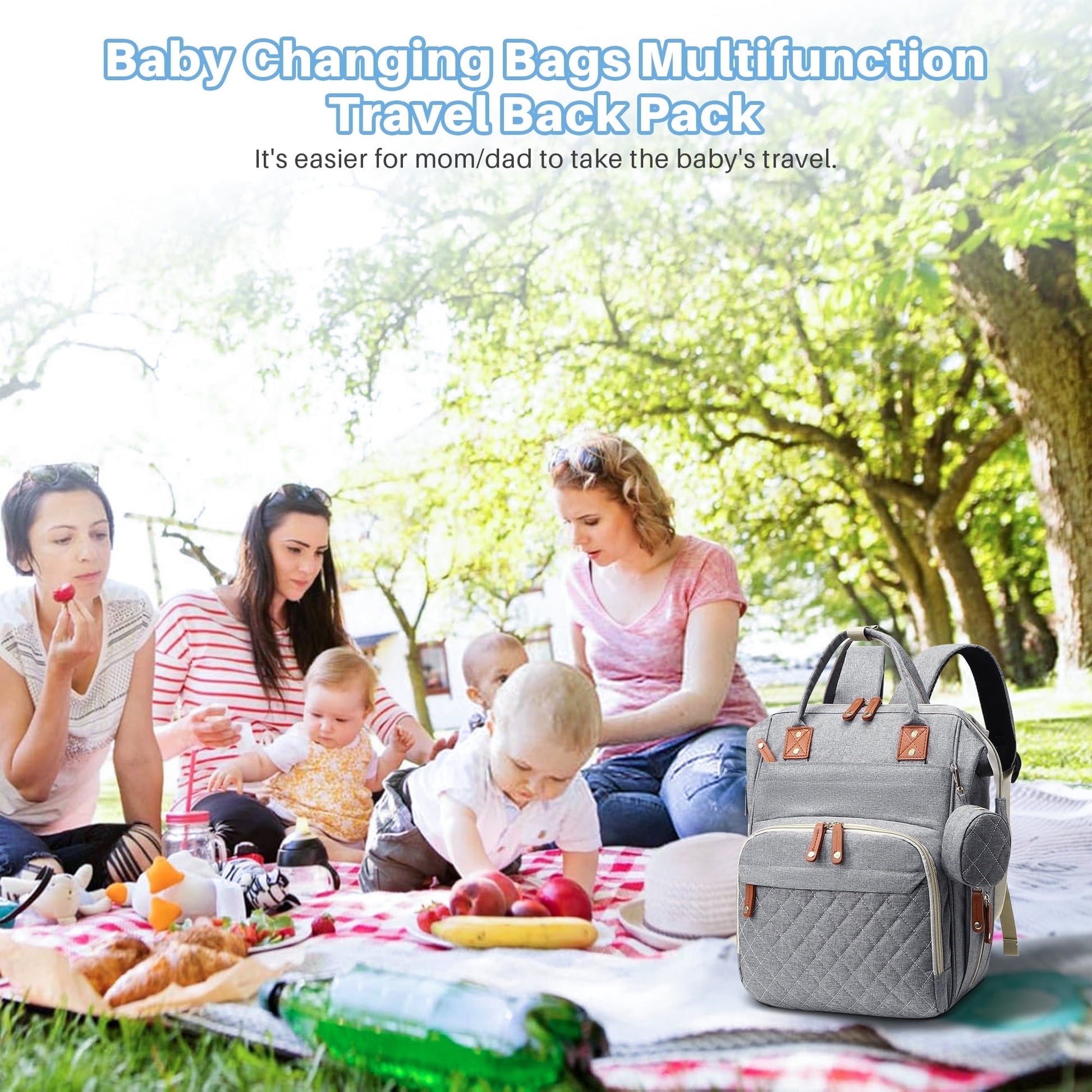 Morfone Baby Diaper Bag Backpack, Multifunction Waterproof Baby Bag with USB Charging Port, Stroller Straps & Pacifier Case Unisex