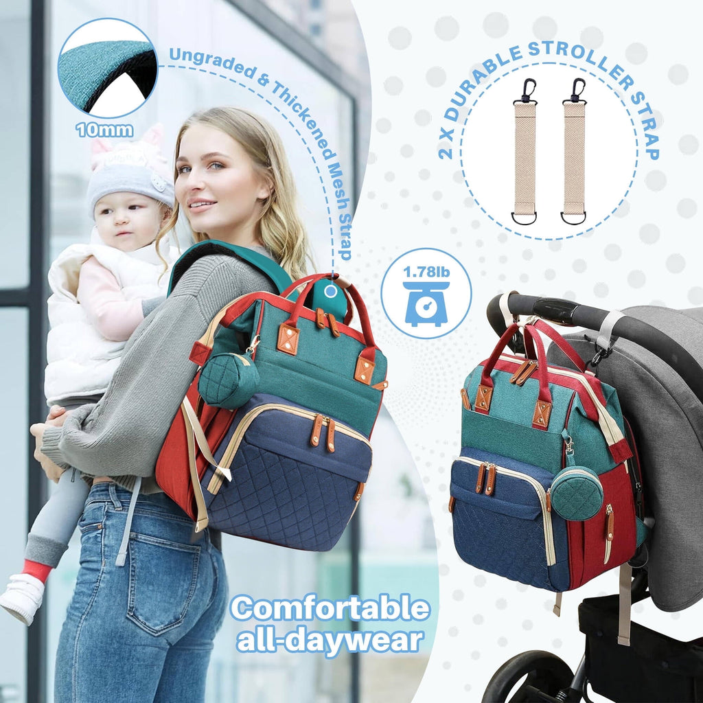 Morfone Baby Diaper Bag Backpack, Multifunction Waterproof Baby Bag with USB Charging Port, Stroller Straps & Pacifier Case Unisex