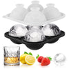 Ice Cube Tray, Morfone Silicone Round Ice Ball Mold Large Ice Mold Combo with Lid, Funnel Design Easy-Release Reusable Ice Ball Maker for Whiskey, Cocktail, Bourbon, Homemade Drinks