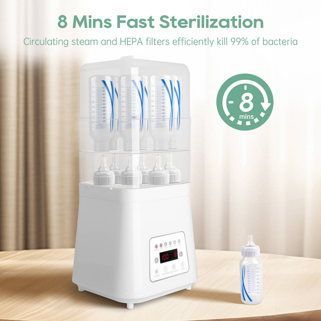 Morfone 8 in 1 Baby Bottle Sterilizer and Dryer for Baby Bottles Pacifiers Breast Pump, Touch Screen & Auto-off Bottle Sanitizer