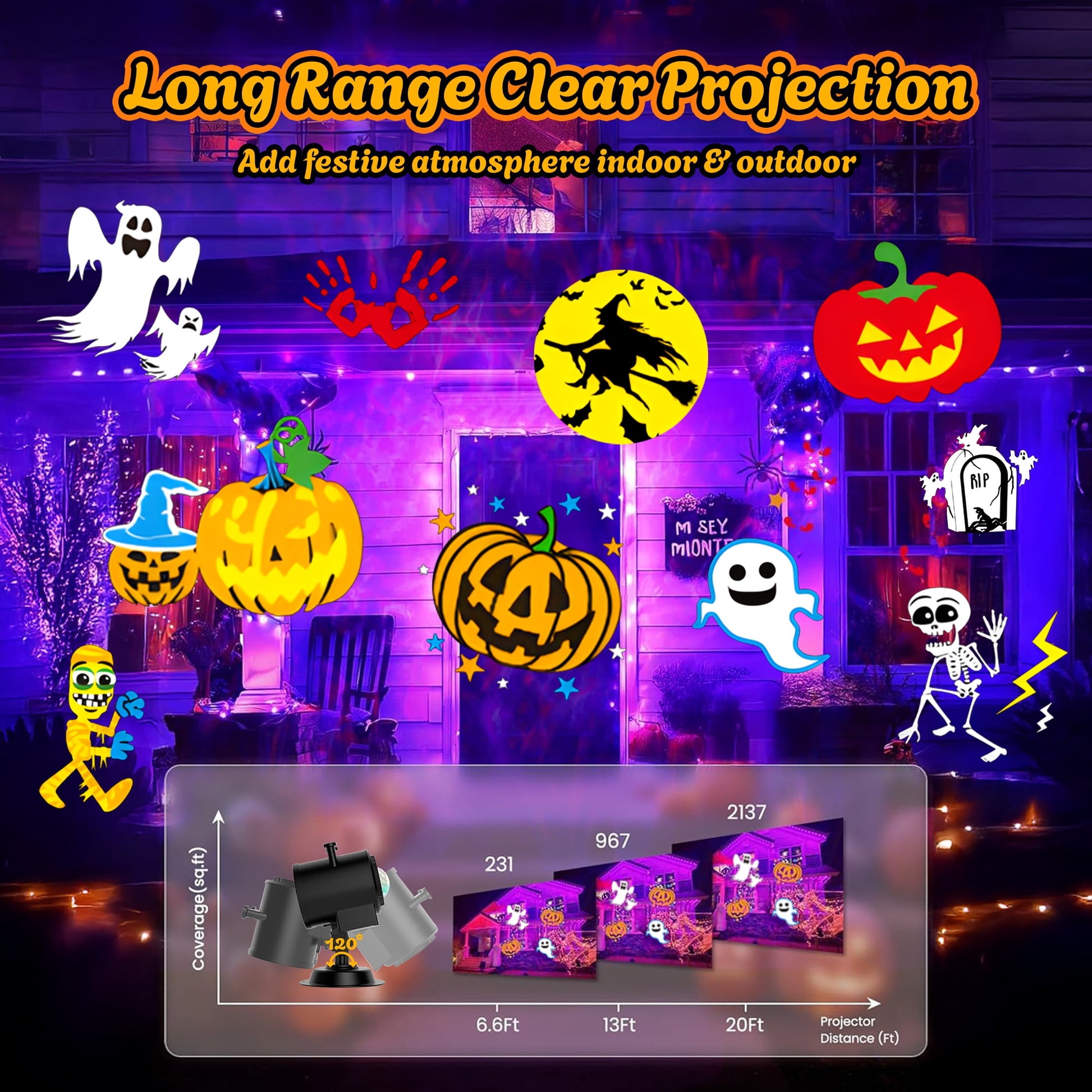 Morfone Halloween Christmas Projector Lights Outdoor, 2-in-1 HD Holiday Projector Lights with Remote Control & Timers, IP65 Waterproof Halloween Decorations for Yard Party Garden