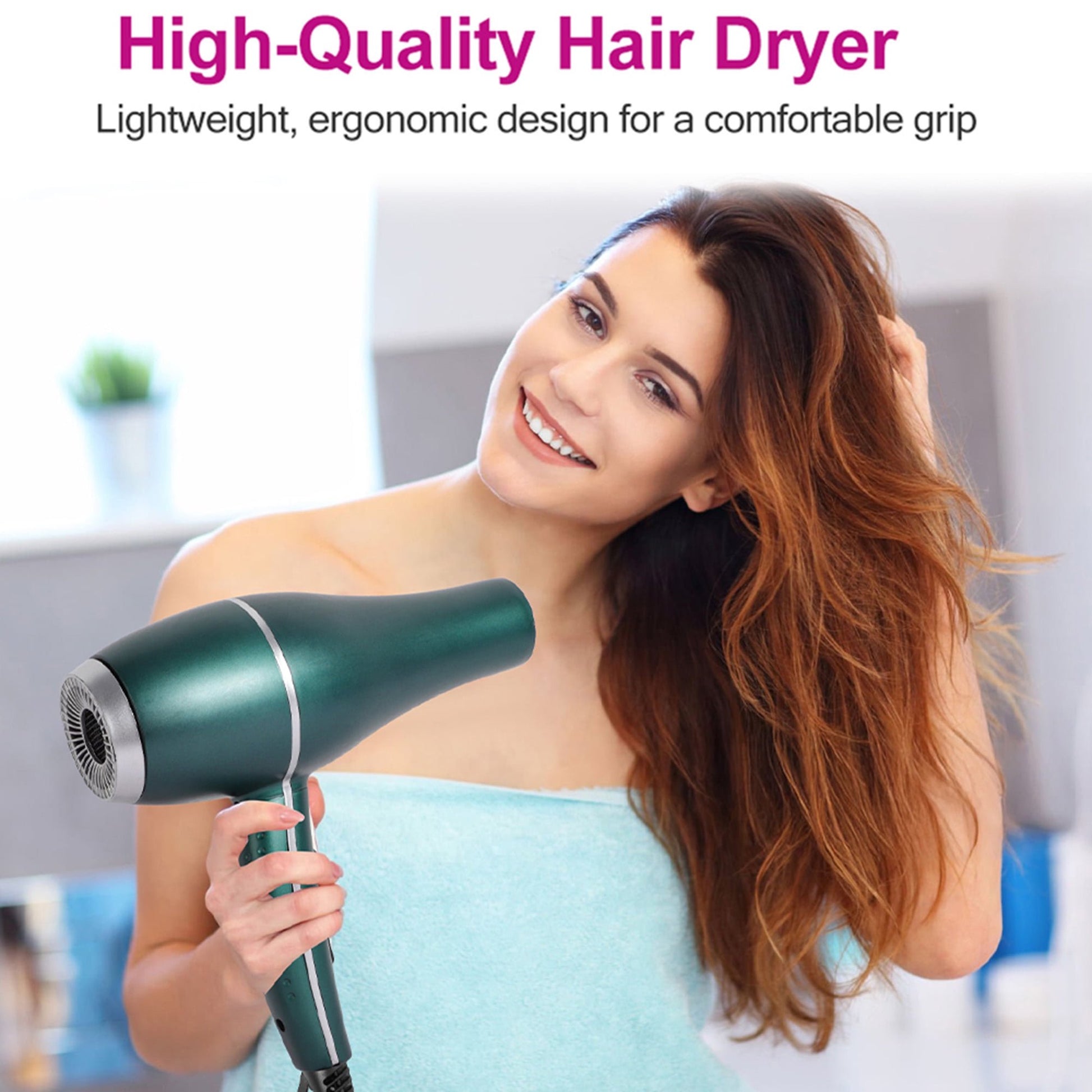 Morfone Hair Dryer, Professional Negative Ionic Thermo-Control Blow Dryer with Hair Diffuser & Nozzle