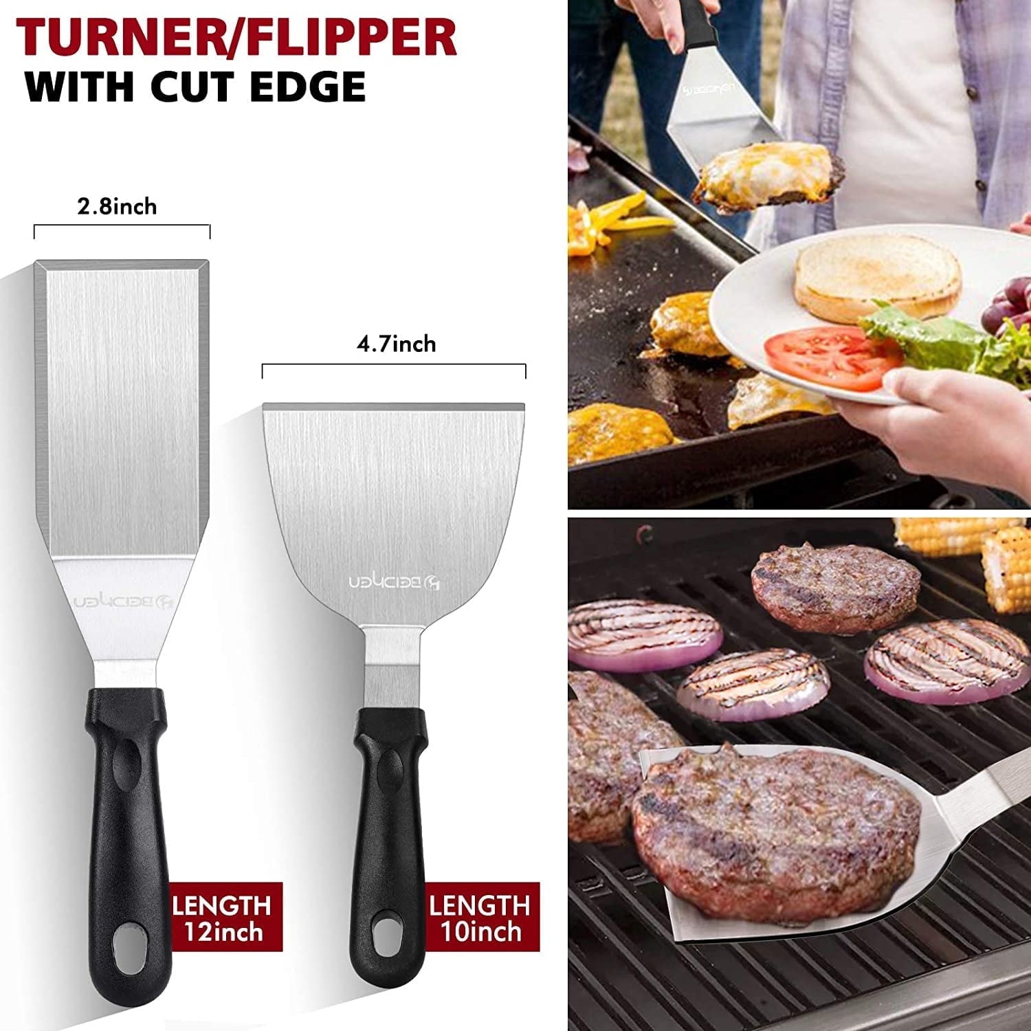 Morfone Griddle Accessories Kit, 14 Pcs Stainless Steel Grill Tools Set for Blackstone and Camp Chef, Professional Grill Spatula Set for Men Women Outdoor BBQ and Camping
