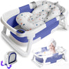 Morfone Collapsible Baby Bathtub for Newborn with Thermometer ,Soft Floating Cushion,Shower Cap, Bath Toys, Portable Travel Bathtub with Drain Hole, Durable Foldable Baby Tubs for Infants to Toddler