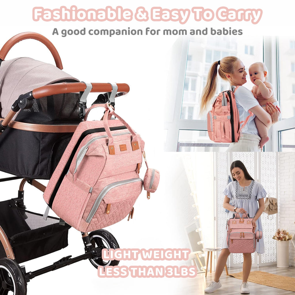 Morfone Diaper Bag Backpack with Changing Station, Large Capacity Baby Essentials Travel Tote, Waterproof Baby Bag with Changing Pad Stroller Straps & Pacifier Case - Unisex