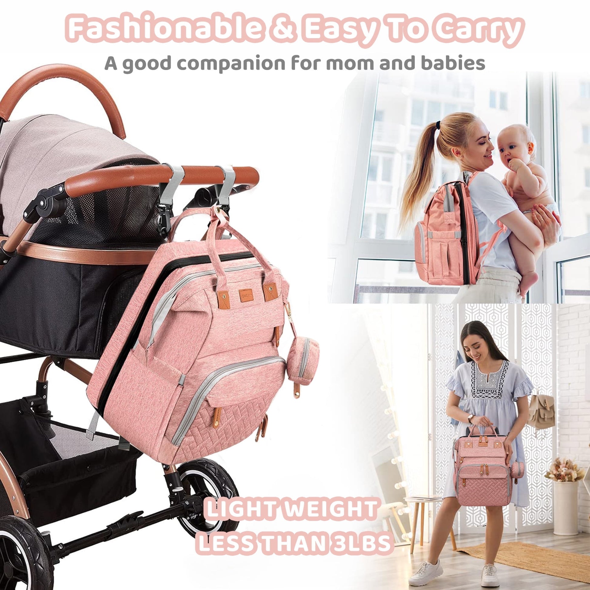 Morfone Diaper Bag Backpack with Changing Station, Large Capacity Baby Essentials Travel Tote, Waterproof Baby Bag with Changing Pad Stroller Straps & Pacifier Case - Unisex