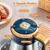 Anoak Food Processor with 12 Cup/5L Stainless Steel, 5 Speed Mode Electric Food Chopper with 3 Sets Blades 500W Powerful Electric Meat Grinder Chopper for Family & Baby Use (Blue)