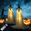 Morfone 2 Pack Halloween Decorations Outdoor,Halloween Party Decorations Indoor,Spooky Ghost Decor with Remote Control String Lights,Halloween Ghost Lights for Porches Yards Gardens Lawn