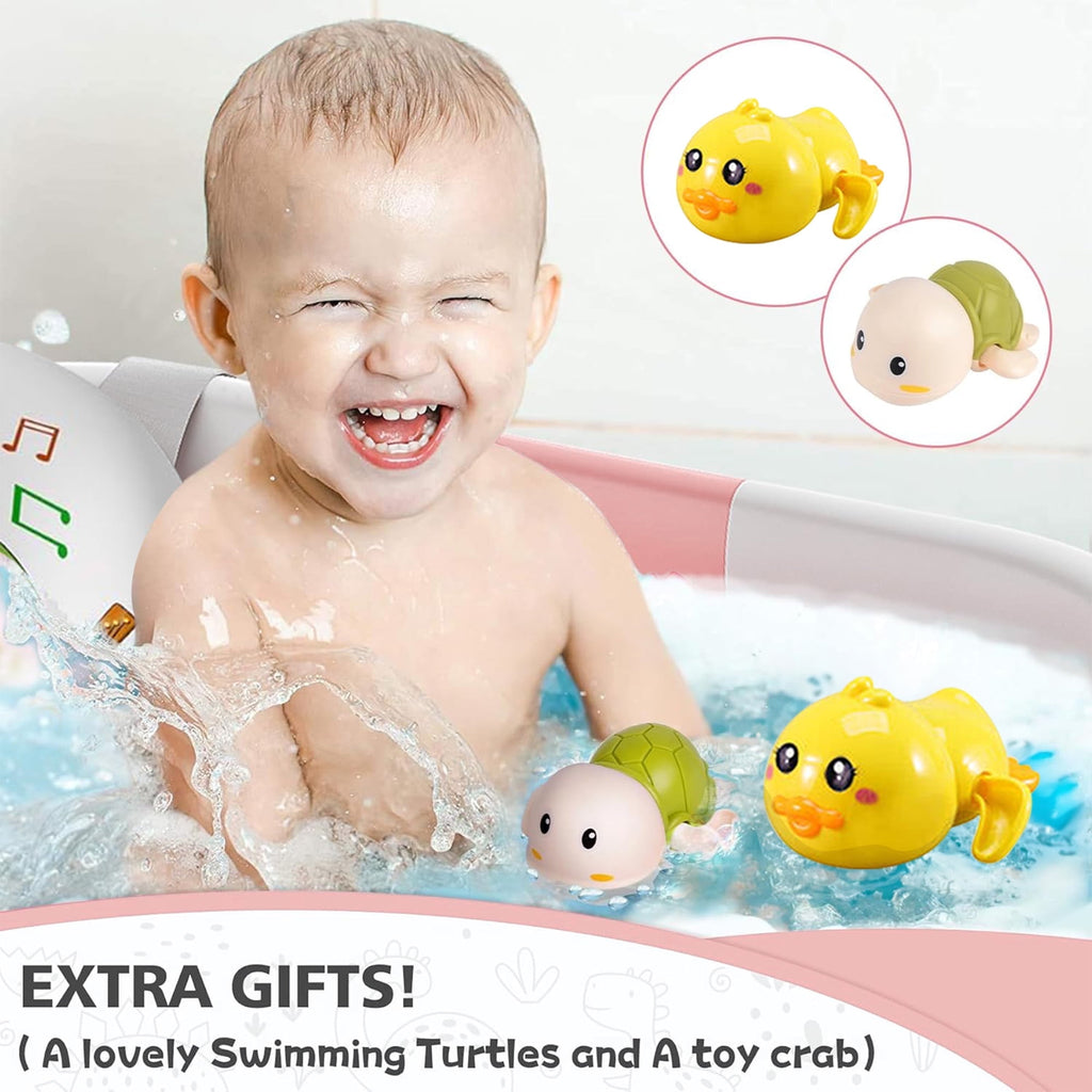 Morfone Collapsible Baby Bathtub with Thermometer, Hooded Towel, Soft Cushion and Bath Toys, Portable Travel Baby Tub for Newborn to Toddler 0-36 Months