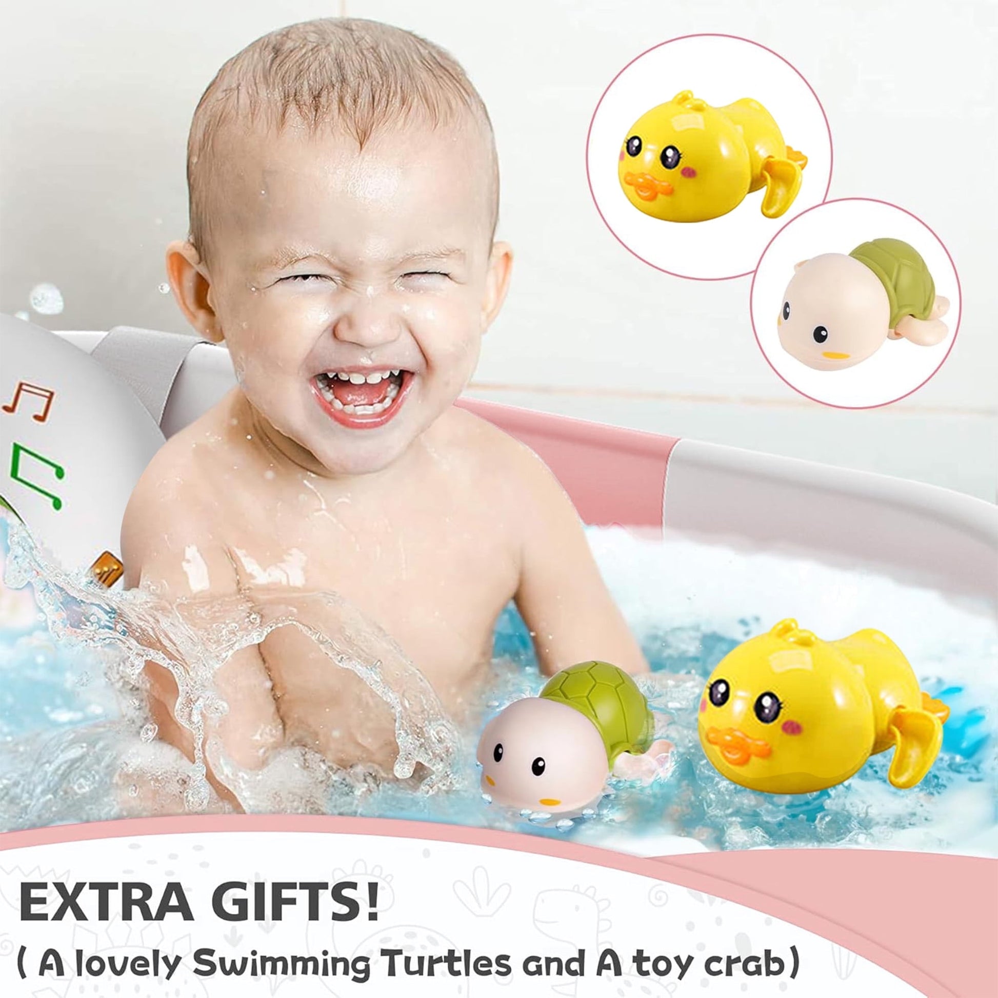Morfone Collapsible Baby Bathtub with Thermometer, Hooded Towel, Soft Cushion and Bath Toys, Portable Travel Baby Tub for Newborn to Toddler 0-36 Months