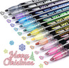 Outline Markers, Double Line Glitter Shimmer Markers Set of 12 Colors Self-outline Metallic Markers Pens for Card Making, Lettering, DIY Art Drawing, Journaling (2-3mm Tip)