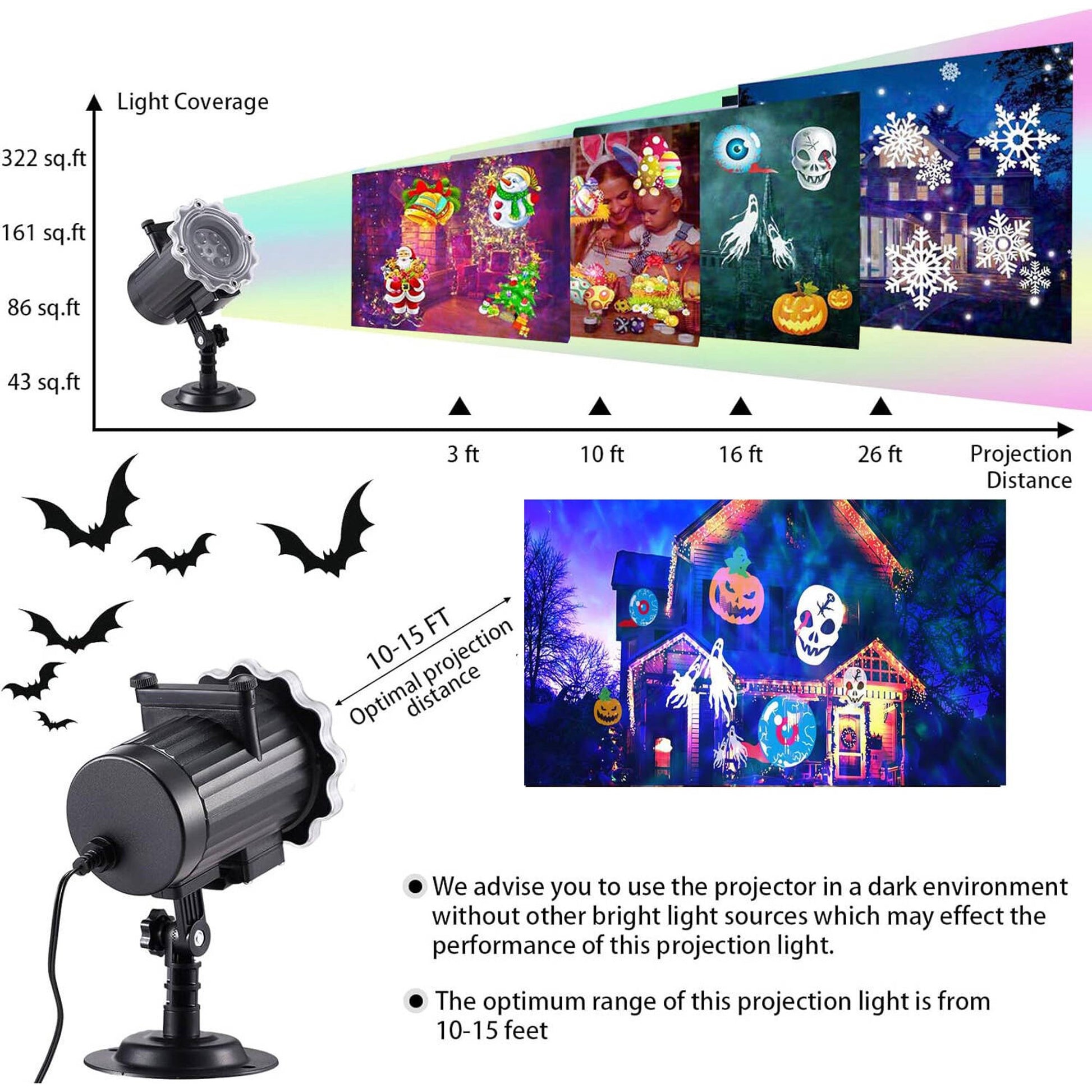 Morfone Halloween Christmas Projector Lights Outdoor, Holiday Projector Lights with Remote Control for Xmas Halloween Party Garden Yard Decor