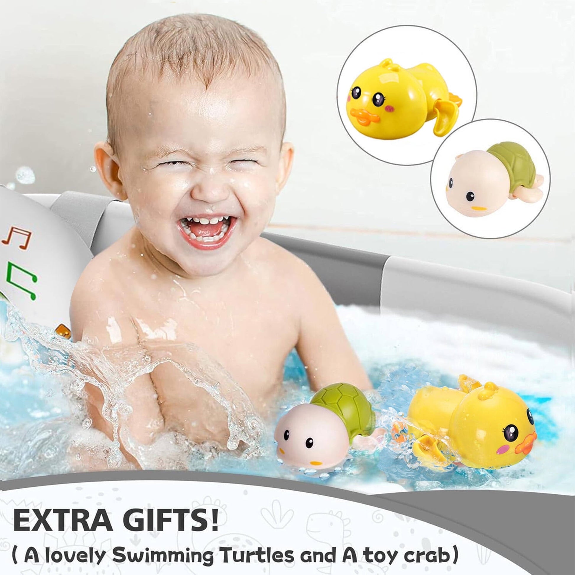 Morfone Collapsible Baby Bathtub with Thermometer, Hooded Towel, Soft Cushion and Bath Toys, Portable Travel Baby Tub for Newborn to Toddler 0-36 Months