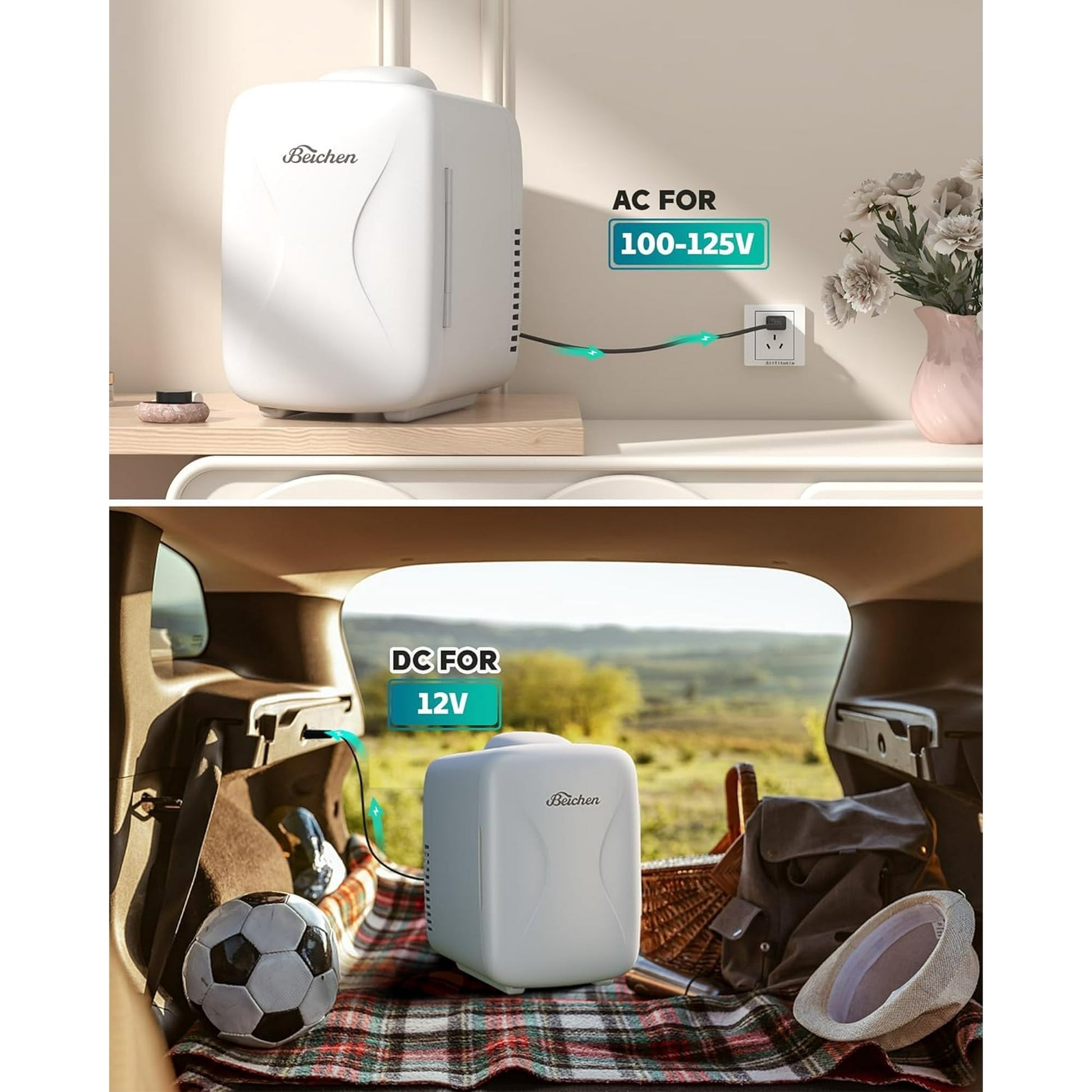 ACMETOP Mini Fridge, 4 Liter/6 Cans Small Refrigerator With Dimmable LED Light,AC/DC Portable Thermoelectric Cooler and Warmer for Bedroom,Office,Gaming room and Car
