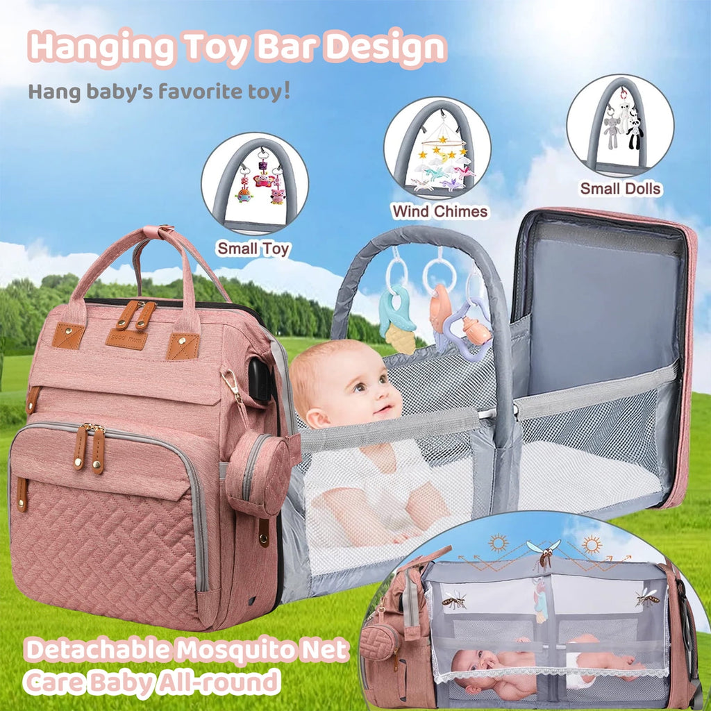 Morfone Diaper Bag Backpack with Changing Station, Large Capacity Baby Essentials Travel Tote, Waterproof Baby Bag with Changing Pad Stroller Straps & Pacifier Case - Unisex