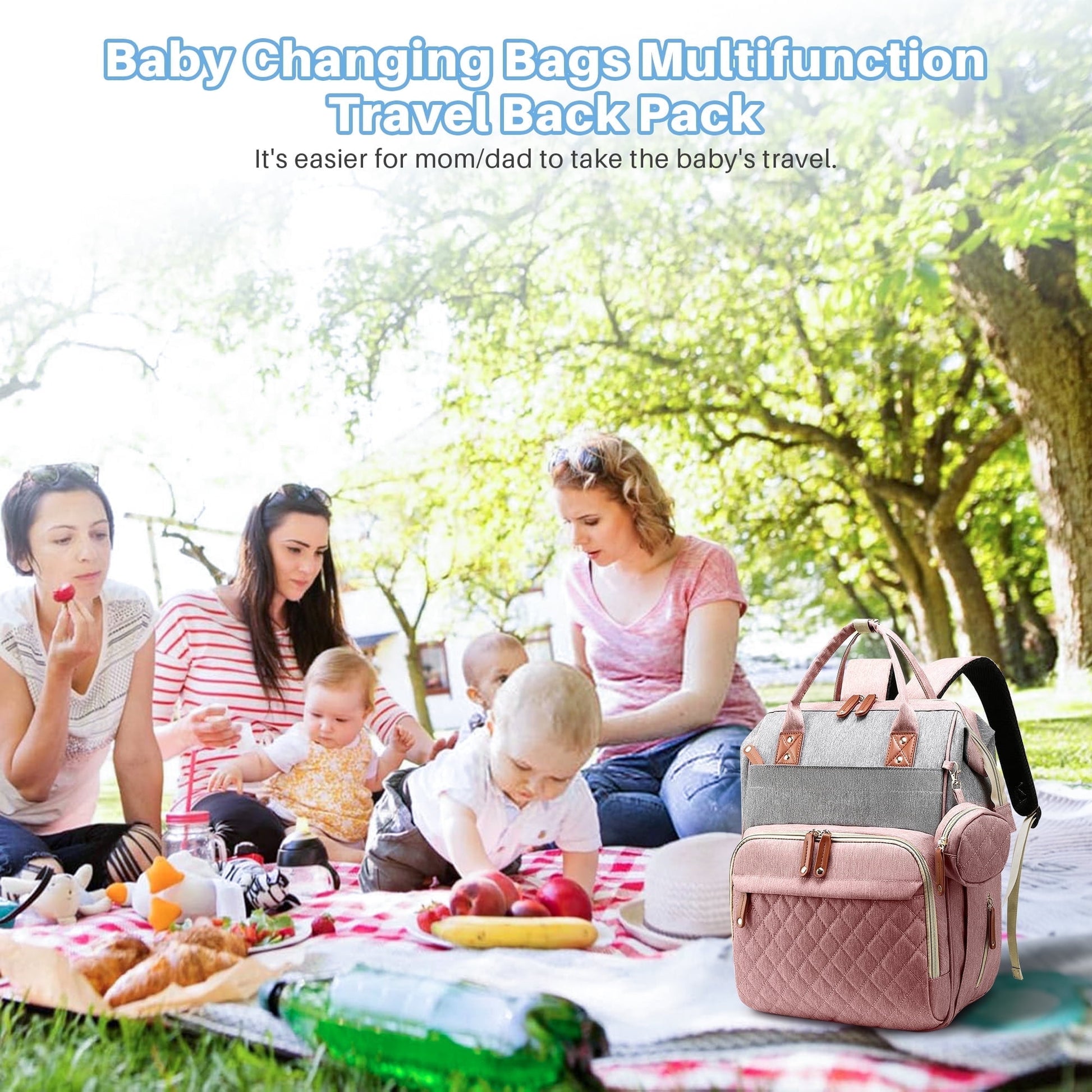Morfone Baby Diaper Bag Backpack, Multifunction Waterproof Baby Bag with USB Charging Port, Stroller Straps & Pacifier Case Unisex