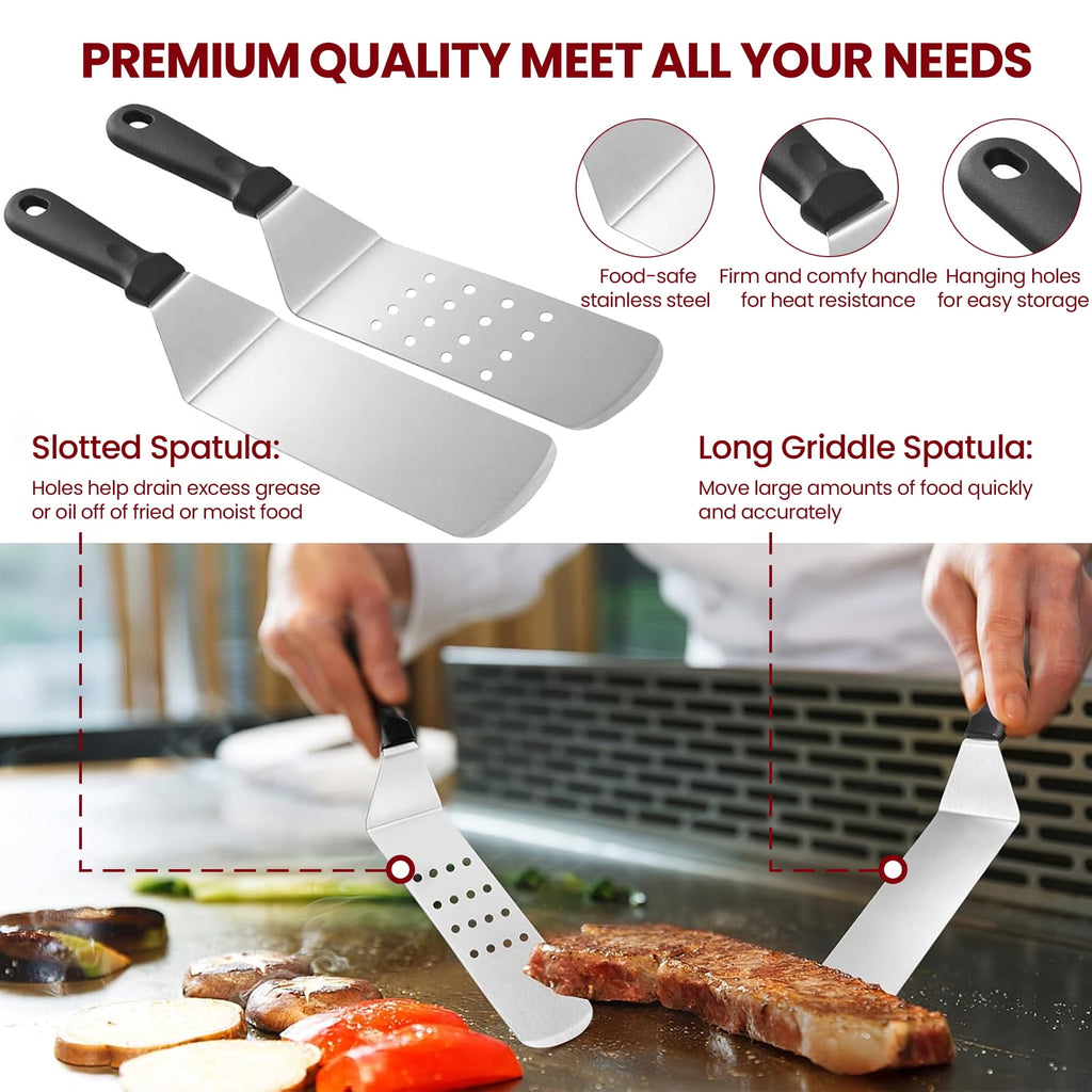 ACMETOP 137PCS Griddle Accessories Kit, Stainless Steel Grill Tools Set for Blackstone and Camp Chef, Professional Flat Top Grill Spatula Set for Men Women Outdoor BBQ and Camping