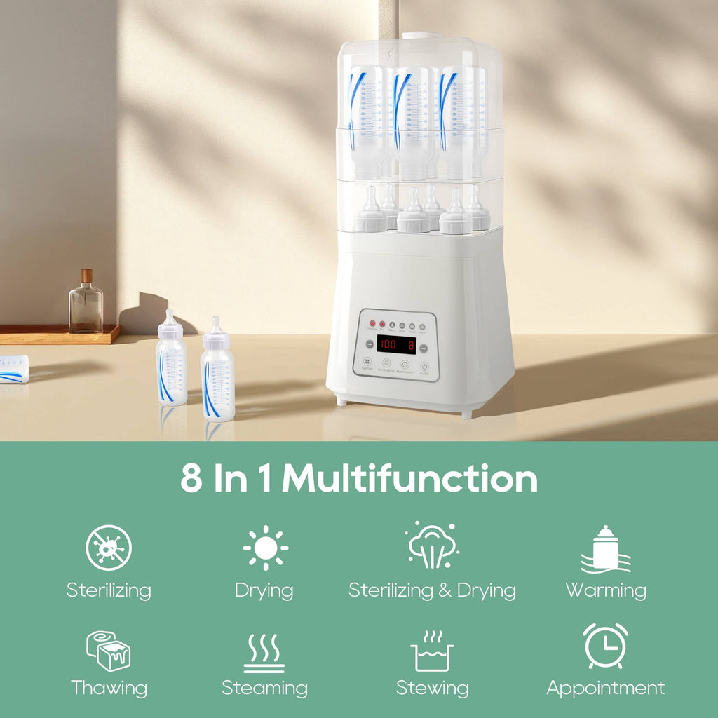 Morfone 8 in 1 Baby Bottle Sterilizer and Dryer for Baby Bottles Pacifiers Breast Pump, Touch Screen & Auto-off Bottle Sanitizer