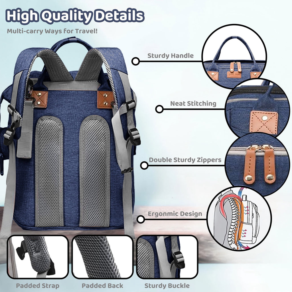 Morfone Diaper Bag Backpack with Changing Station, Large Capacity Baby Essentials Travel Tote, Waterproof Baby Bag with Changing Pad Stroller Straps & Pacifier Case - Unisex