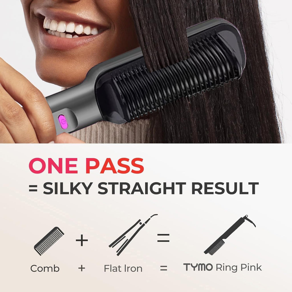 Morfone Hair Straightener Brush, Hair Straightening Iron with Built-in Comb, 10s Fast Heating & Multi Temp Settings & Anti-Scald, Perfect for Professional Salon at Home