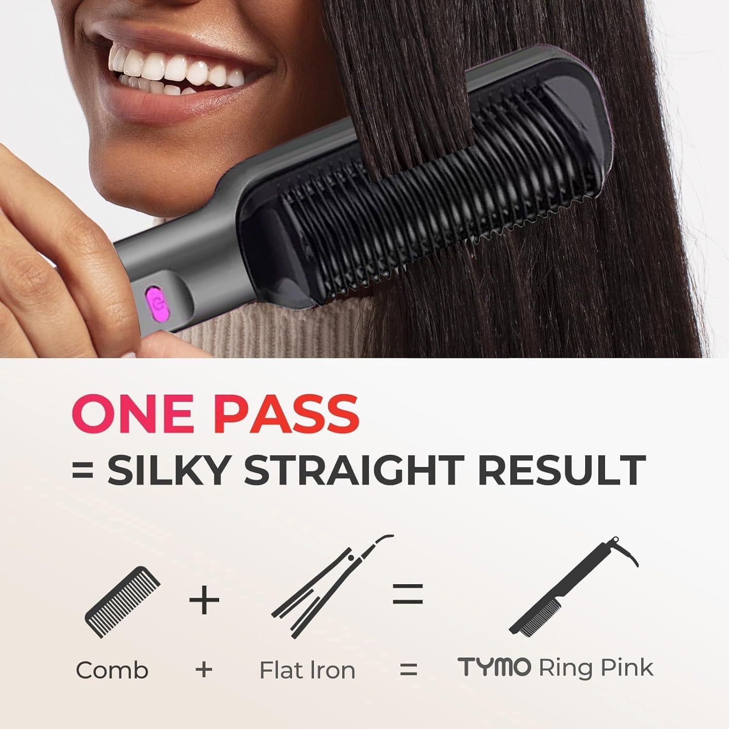 Morfone Hair Straightener Brush, Hair Straightening Iron with Built-in Comb, 10s Fast Heating & Multi Temp Settings & Anti-Scald, Perfect for Professional Salon at Home
