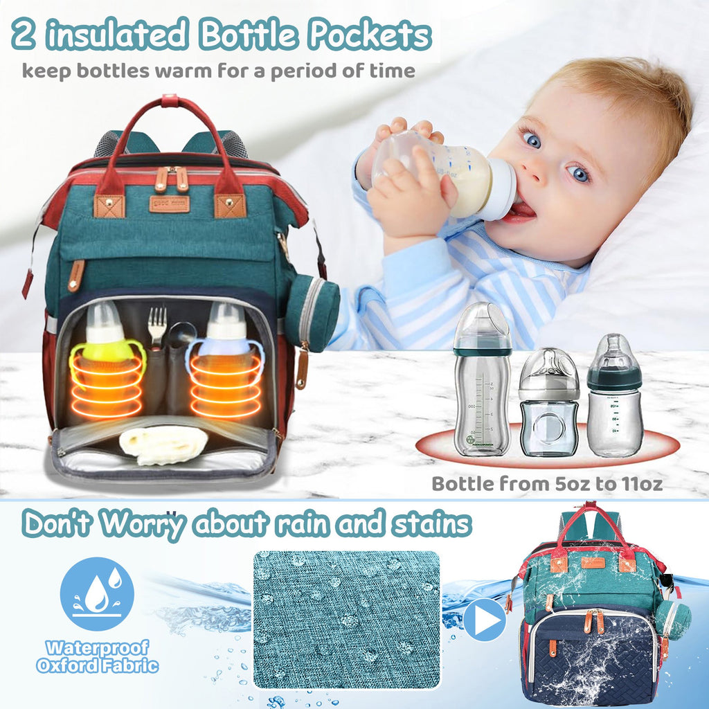 Morfone Diaper Bag Backpack with Changing Station, Large Capacity Baby Essentials Travel Tote, Waterproof Baby Bag with Changing Pad Stroller Straps & Pacifier Case - Unisex