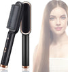 Ionic Hair Straightener Brush, Hair Straightening Comb with Negative Ions, Anti-Scald Ceramic Flat Iron Comb Fast Heating for Home Salon, Dual Voltage(Green)