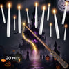 Morfone Floating Candles with Wand, 20 PCs Halloween Decorations Magic Flameless Candles Flickering Warm Light LED Hanging Candles with Wand Remote for Halloween Outdoor Indoor Party Decor