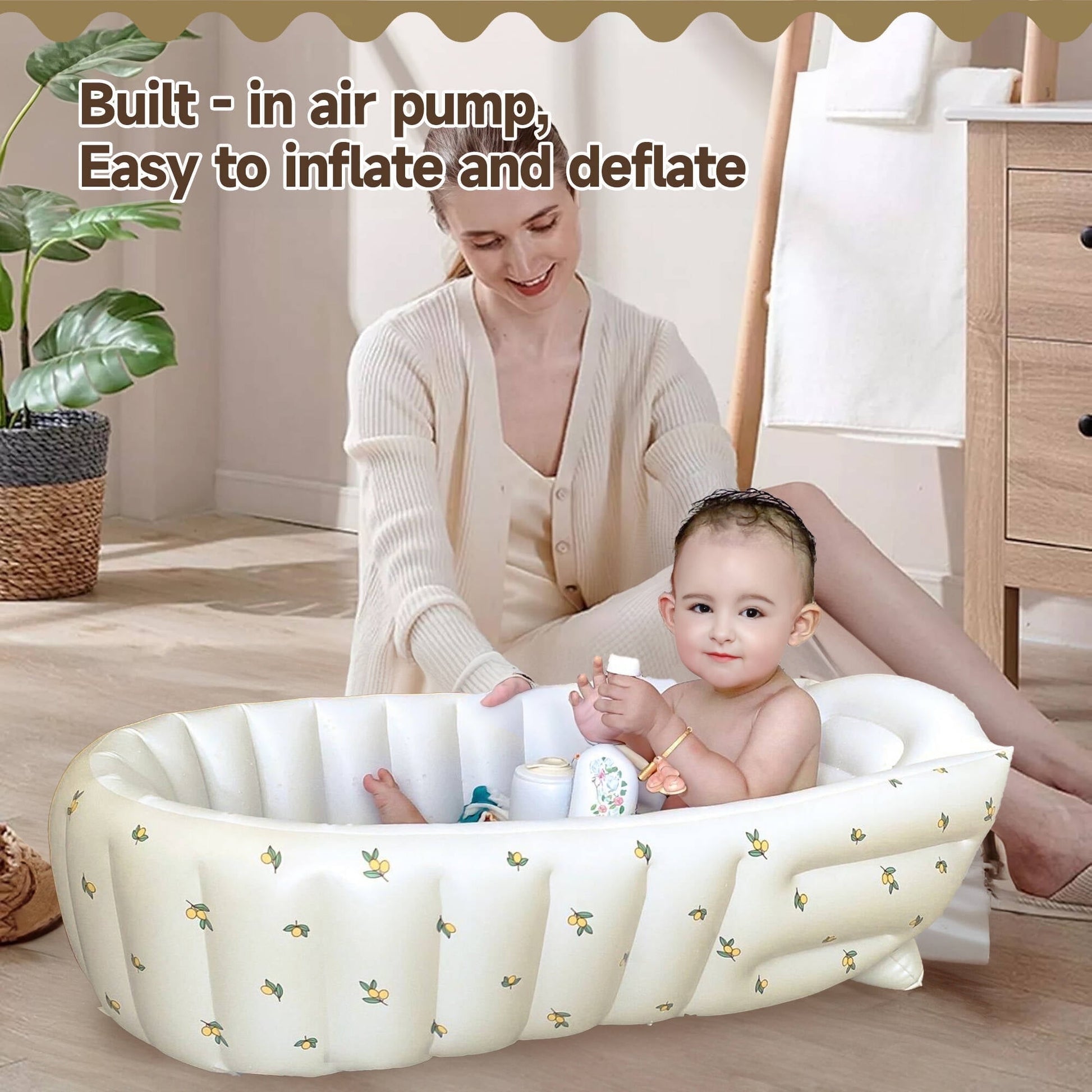 Morfone Inflatable Baby Bathtub for Newborn to Toddler, Portable Baby Tub with Air Pump, Collapsible Shower Basin for Easy Storage