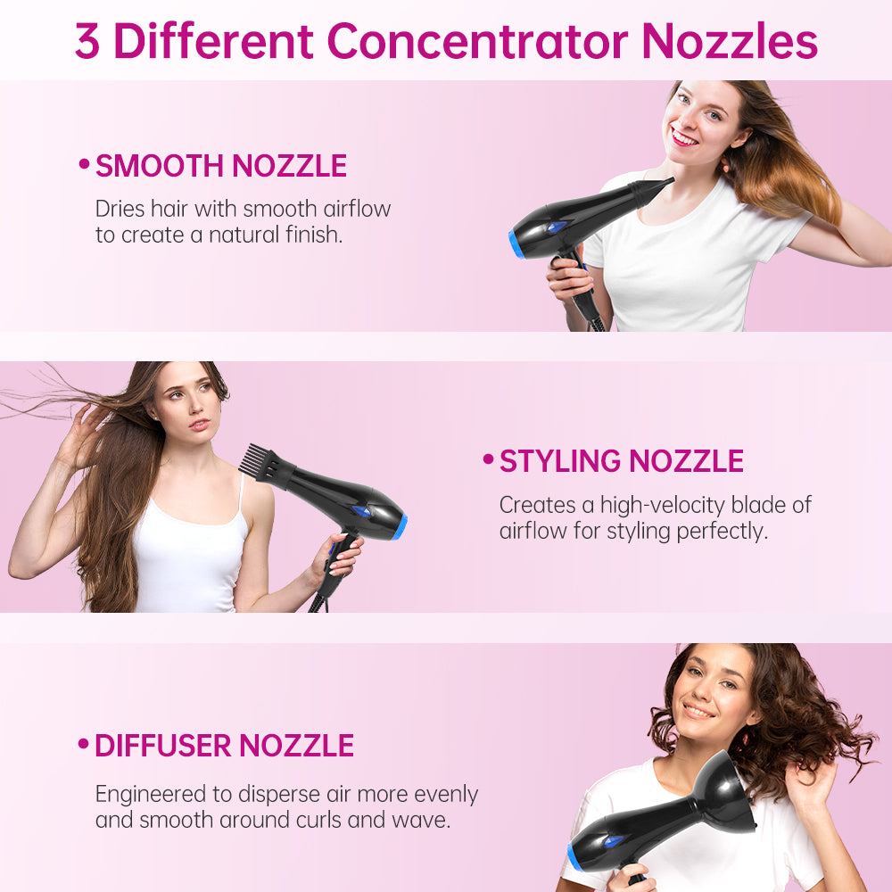 Morfone 12-piece multi-functional hair dryer set, capable of quickly drying hair - compact and portable, suitable for the whole family - gift set.