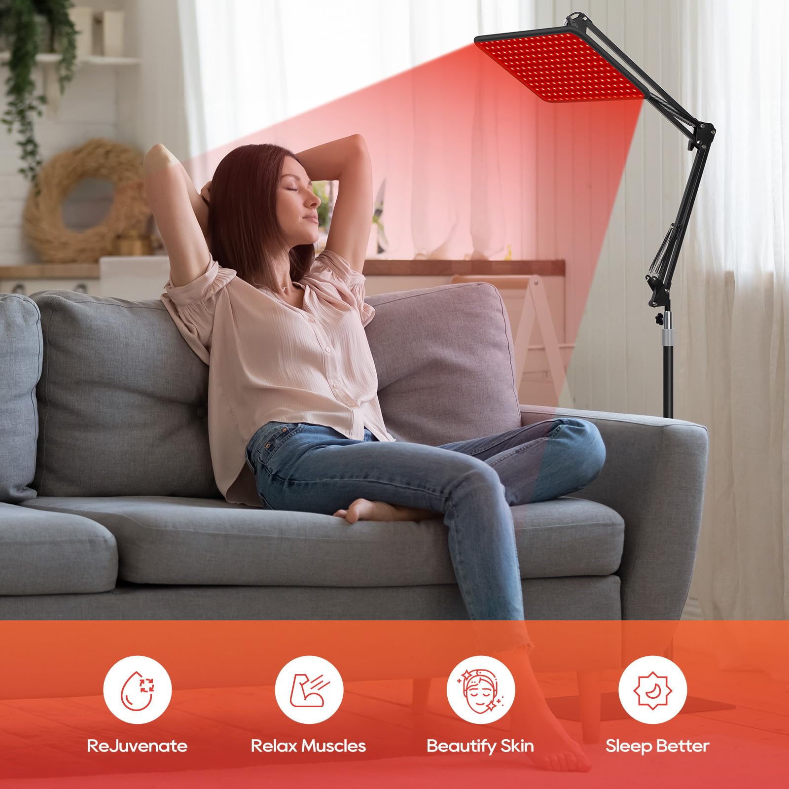 Morfone 120 or 200 light bulbs infrared red light therapy device, suitable for body and face. Suitable for home use, it is the best gift choice.