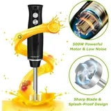 Anoak Immersion Blender, 4-In-1 Stainless Steel Handheld Blender Stick Mixer with Egg Whisk, Beaker & Chopper Bowl