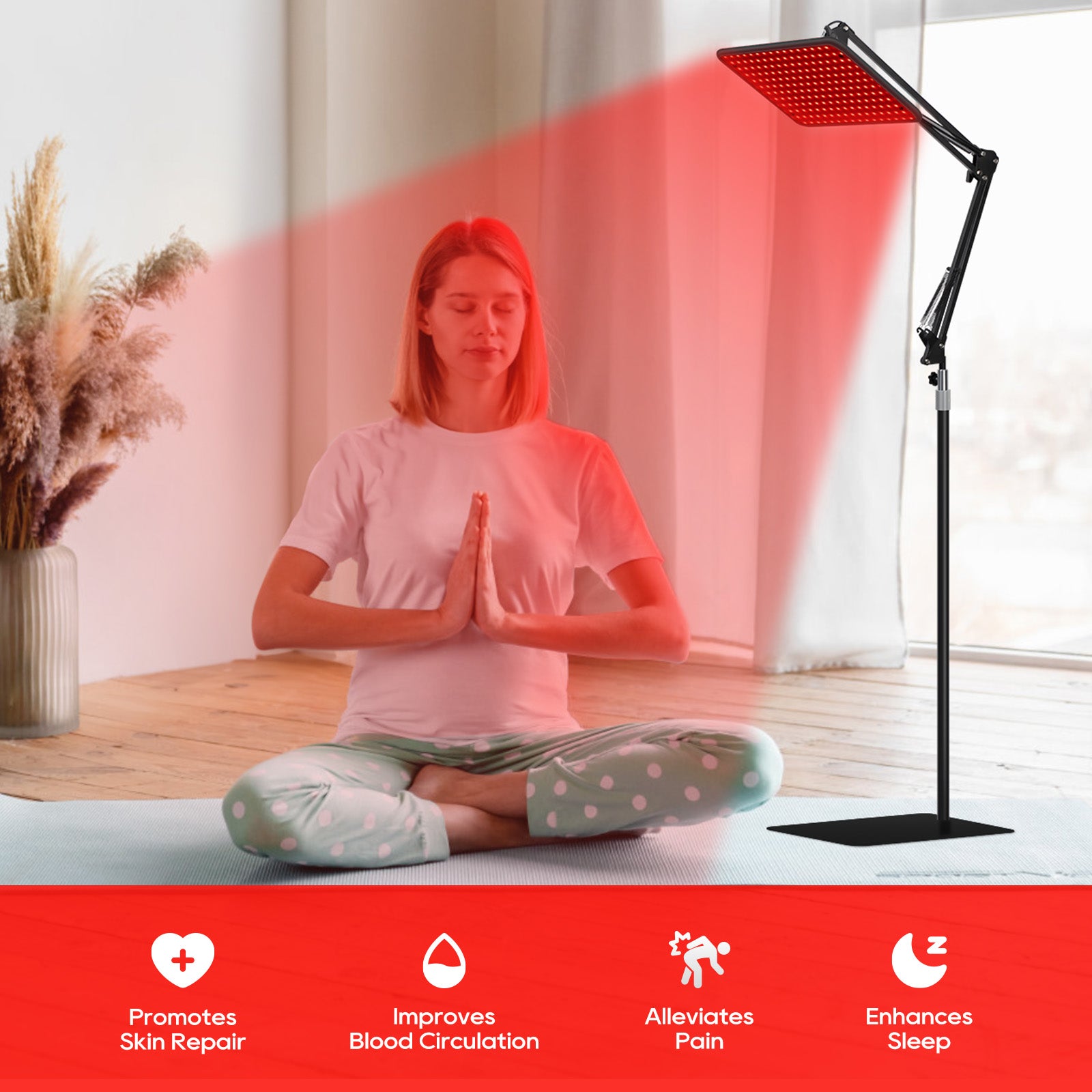 Morfone 120 and 200 models feature infrared light therapy lamps with wavelengths of 660nm, 850nm, and 940nm.Red light with wireless remote control.