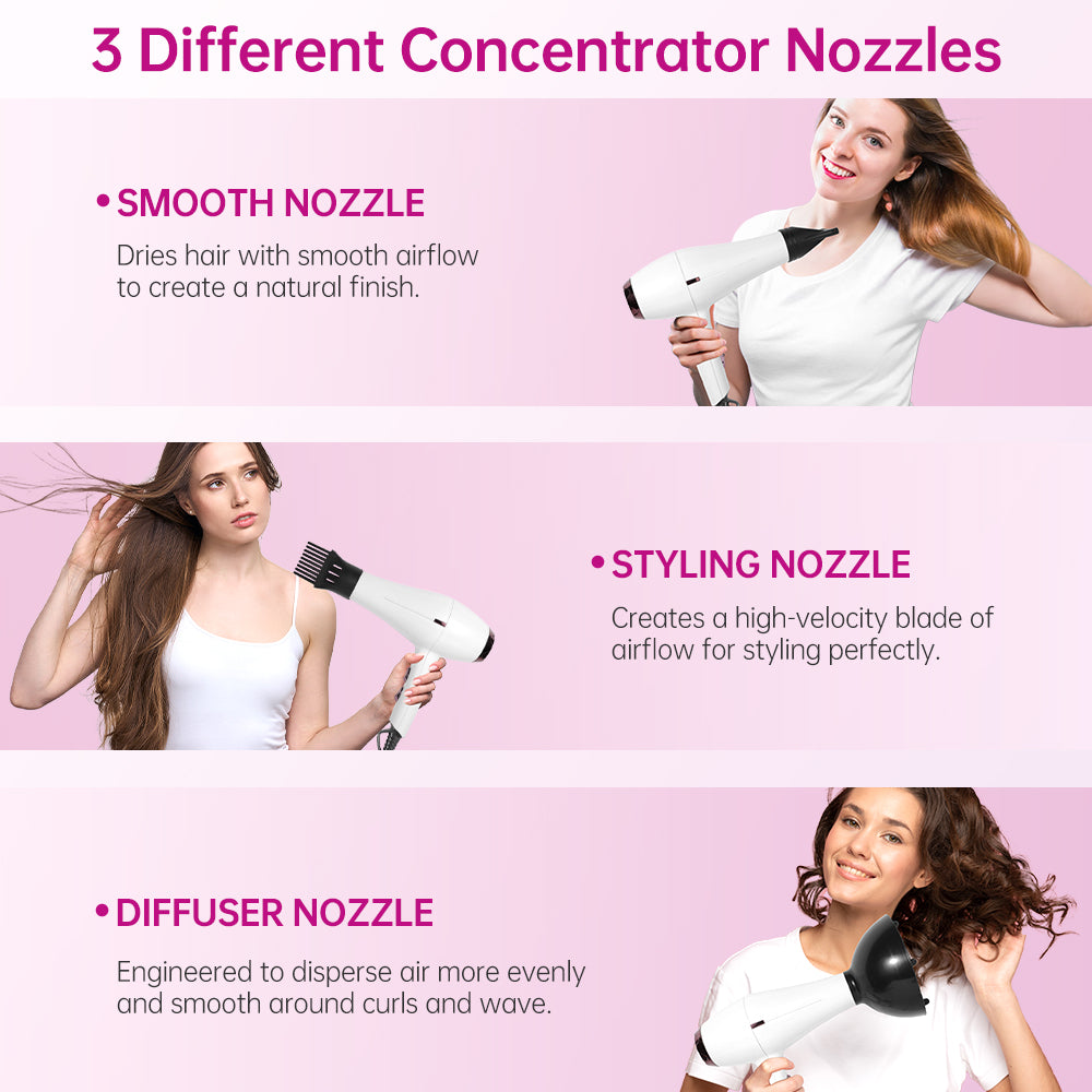 Morfone 12pcs-in-1 Hair Drying Set - Hair Dryer. Quickly dries hair - Compact and portable, suitable for the whole family - Gift set.