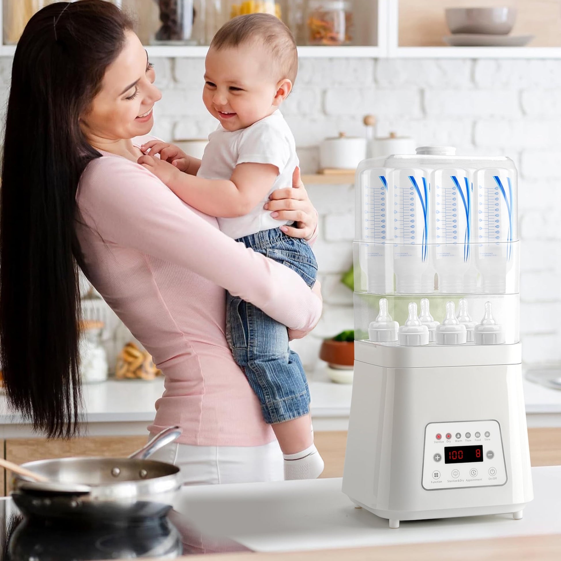 Morfone 8 in 1 Baby Bottle Sterilizer and Dryer for Baby Bottles Pacifiers Breast Pump, Touch Screen & Auto-off Bottle Sanitizer